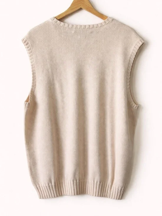 Polo Ralph Lauren Cream Cotton Sweater Vest XL V Neck Preppy Y2K - Picture 2 of 6